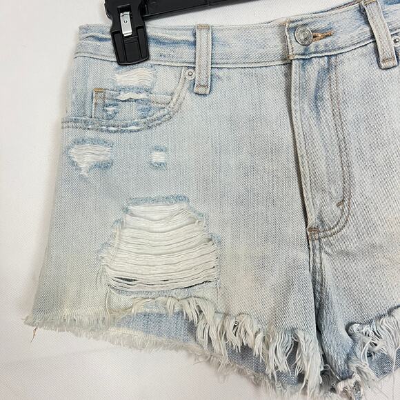 Abercrombie & Fitch High-Rise Distressed Denim Shorts Size 0 - Picture 3 of 7